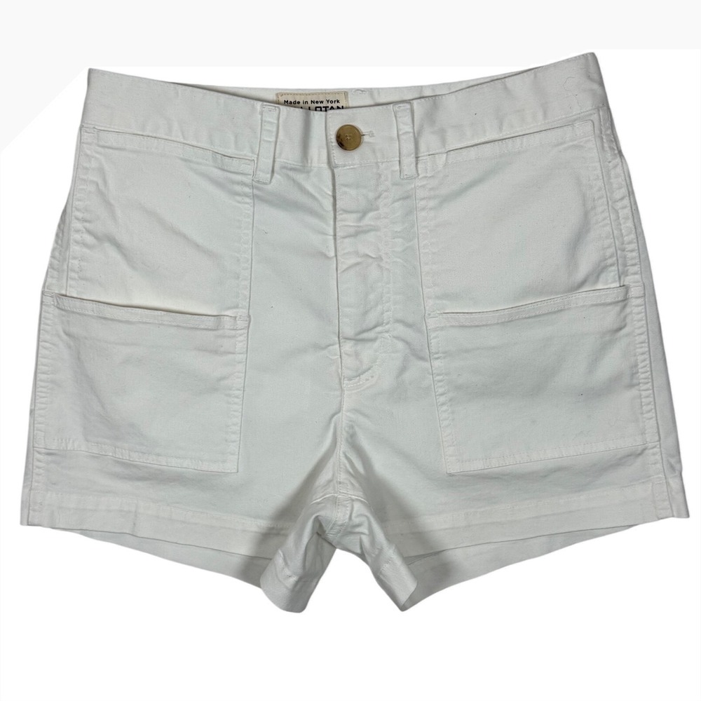NILI LOTAN Women's White Cotton Stretch Utility Shorts Size 2 Made in USA